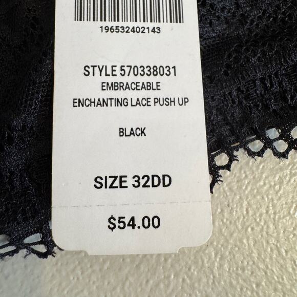 Soma bra black Embraceable Enchanting lace push up back lace insets Sz 32DD  NWT - Picture 9 of 9